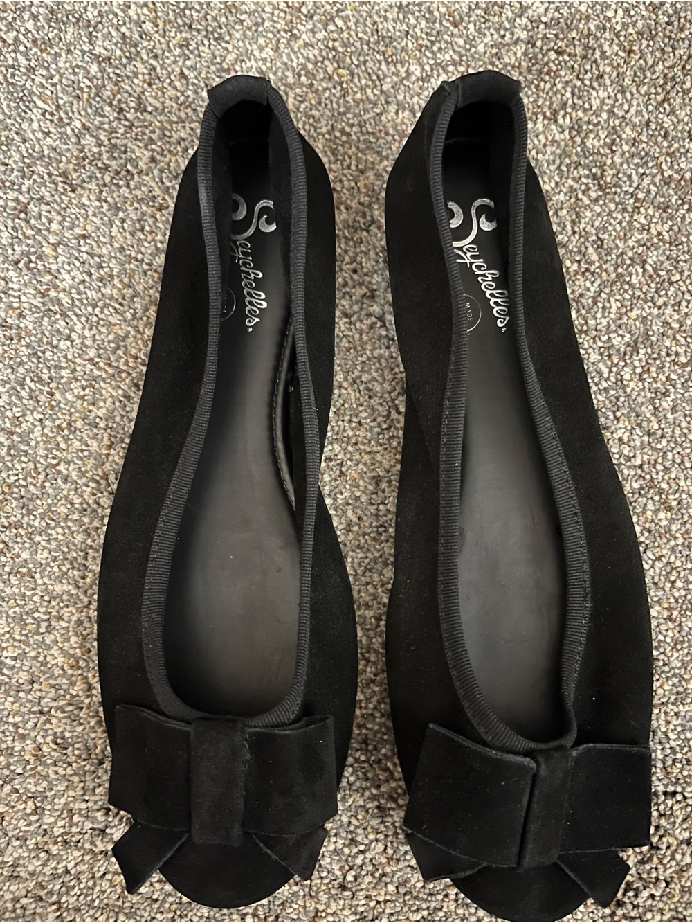 Seychelles Black Suede Bow Flats